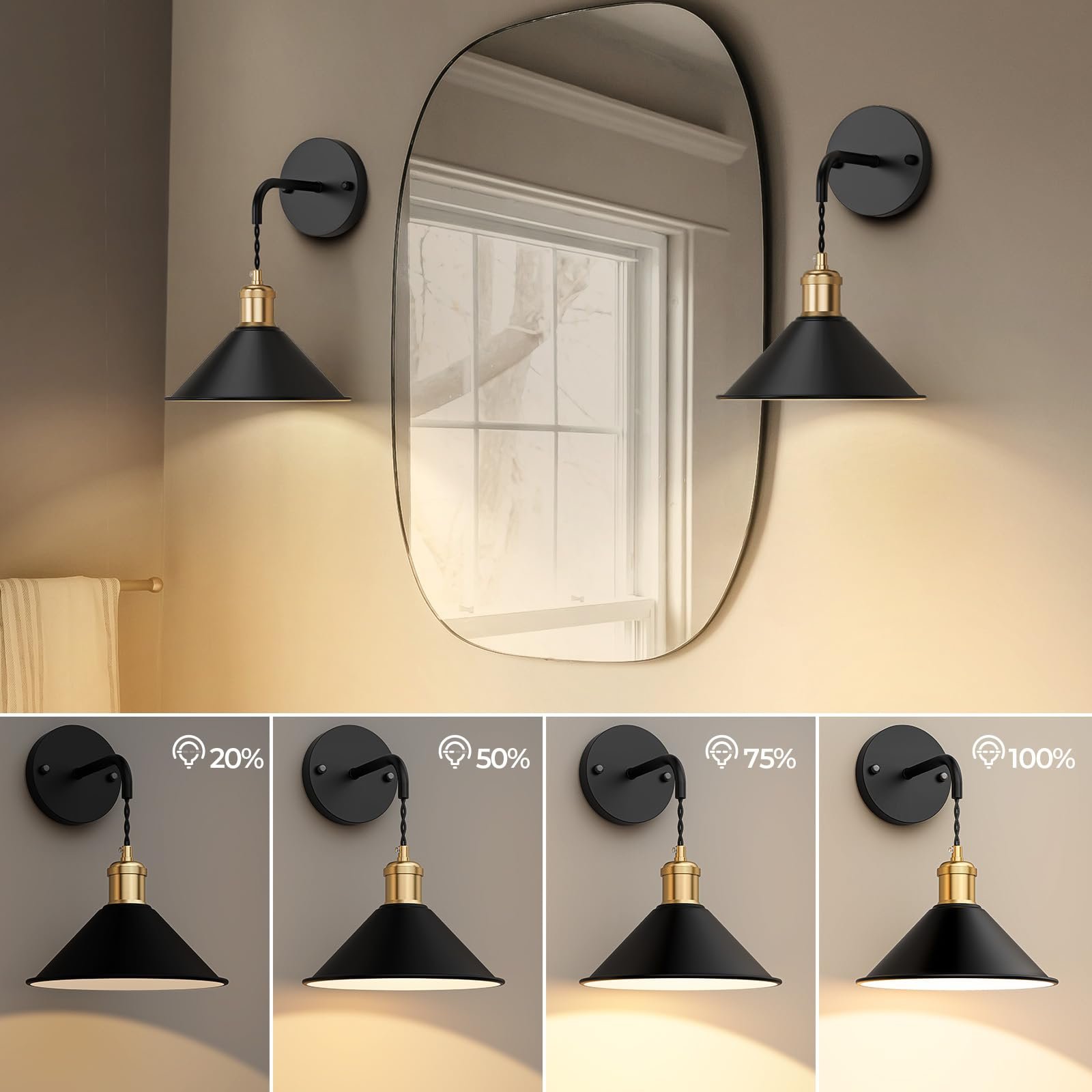 Battery Operated Wall Sconce Set of 2, Dimmable Wireless RGB Wall Sconce Decor with Remote Indoor Cordless Wall Lamp Lighting for Bedroom Living Room Hallway - Image 4